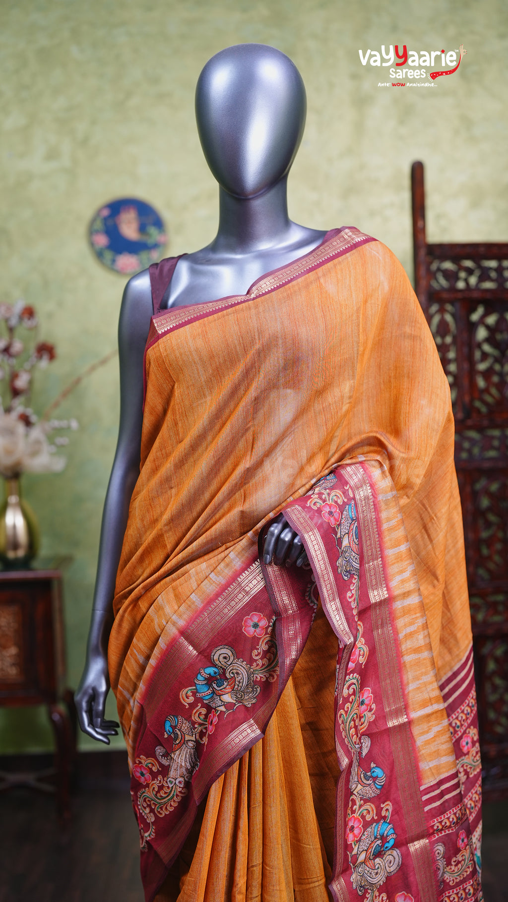 Gold Chanderi Silk Handloom Saree Style