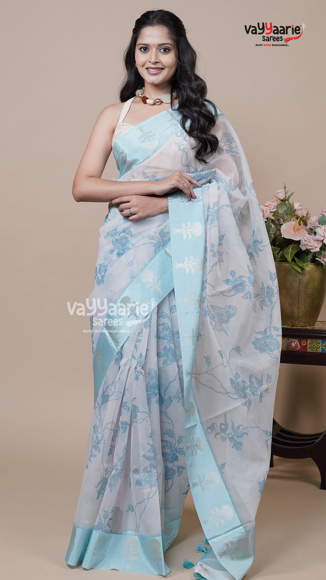 Multi Tone Kora Saree for Special Days Hover Image
