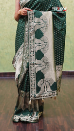Bottle Green Dola Silk Fancy Saree Style