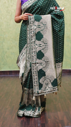 Bottle Green Dola Silk Fancy Saree Style