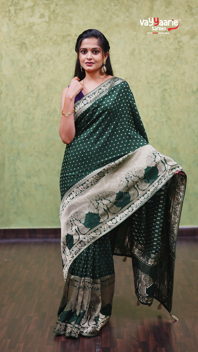 Bottle Green Dola Silk Fancy Saree Style Main Image