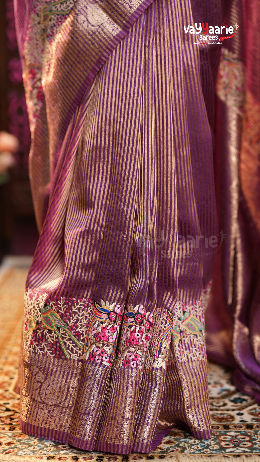 Violet Tissue Fancy Saree Elegant Design