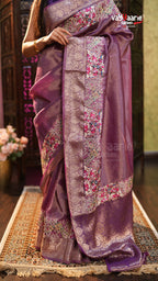 Violet Tissue Fancy Saree Elegant Design