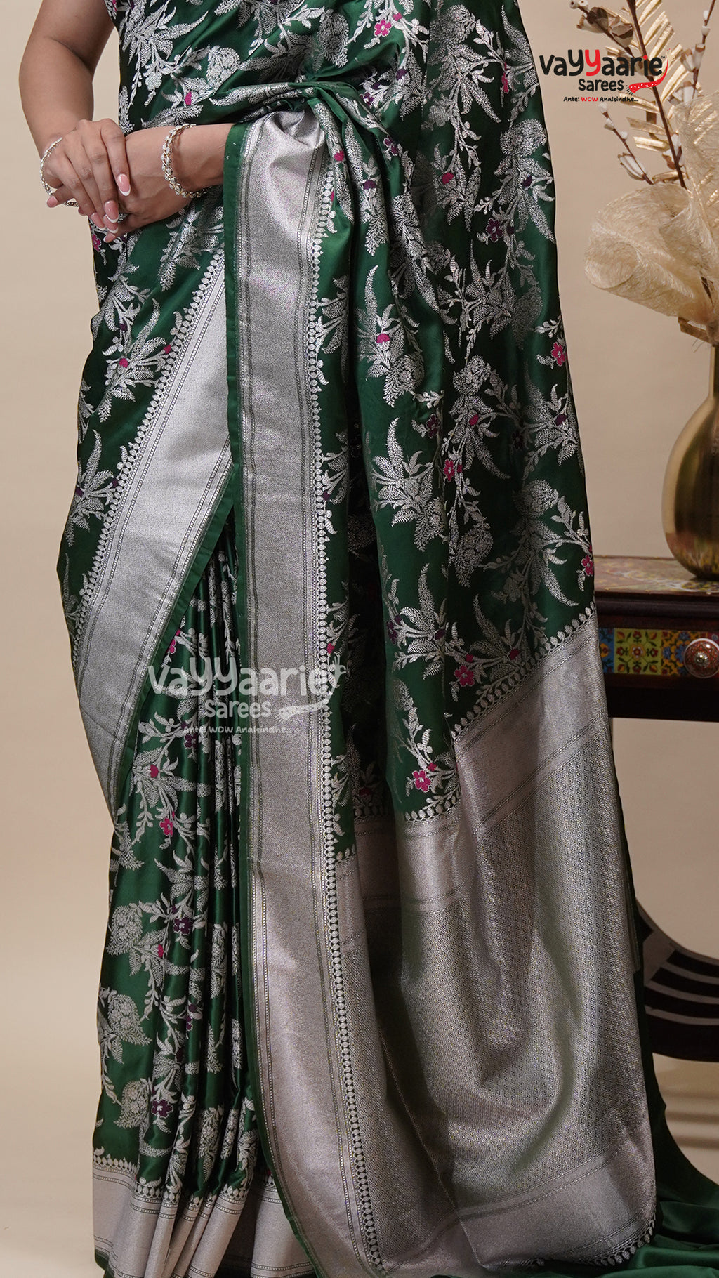 Green Khatan Saree for Festive Occasions