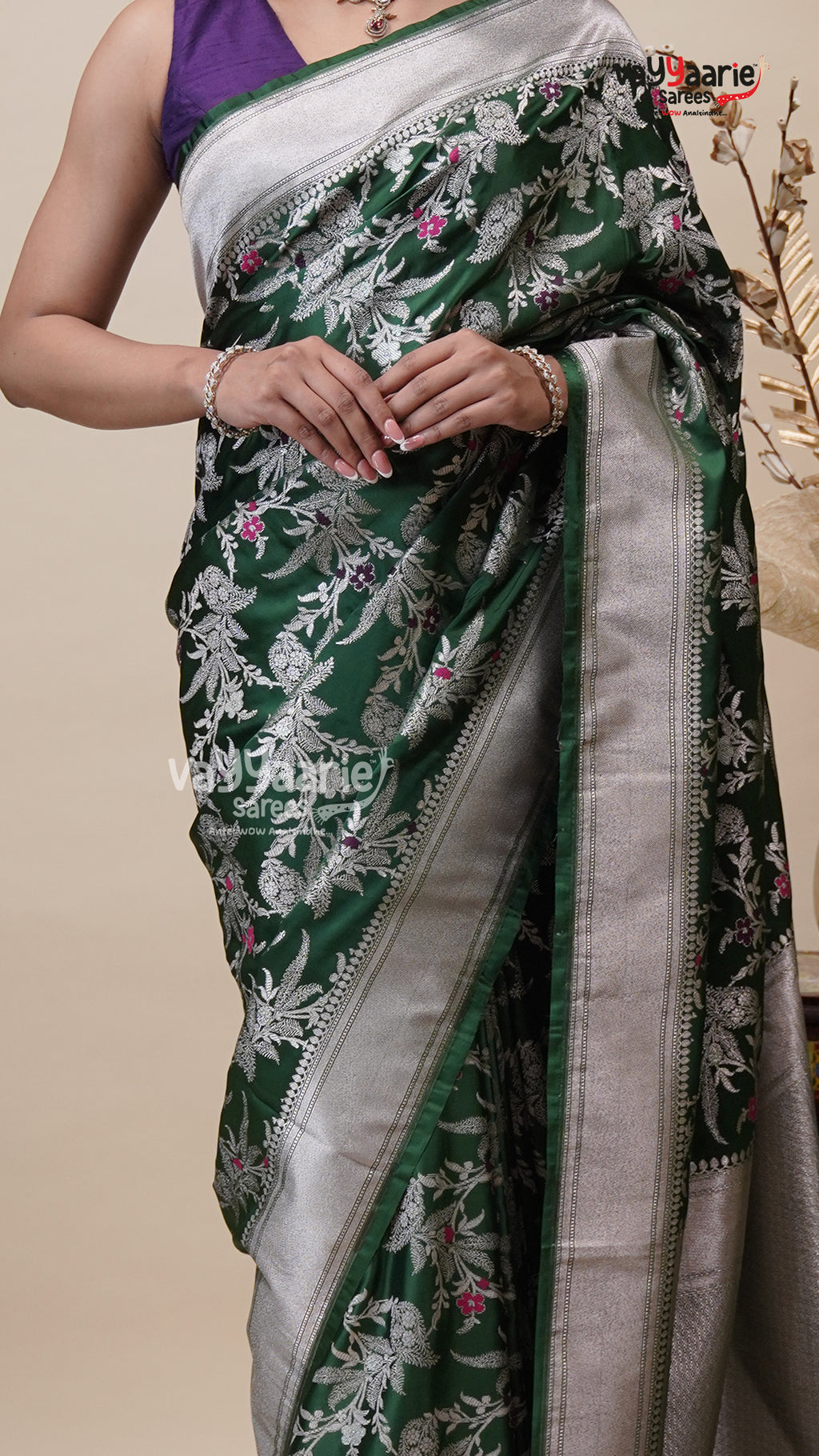 Green Khatan Saree for Festive Occasions