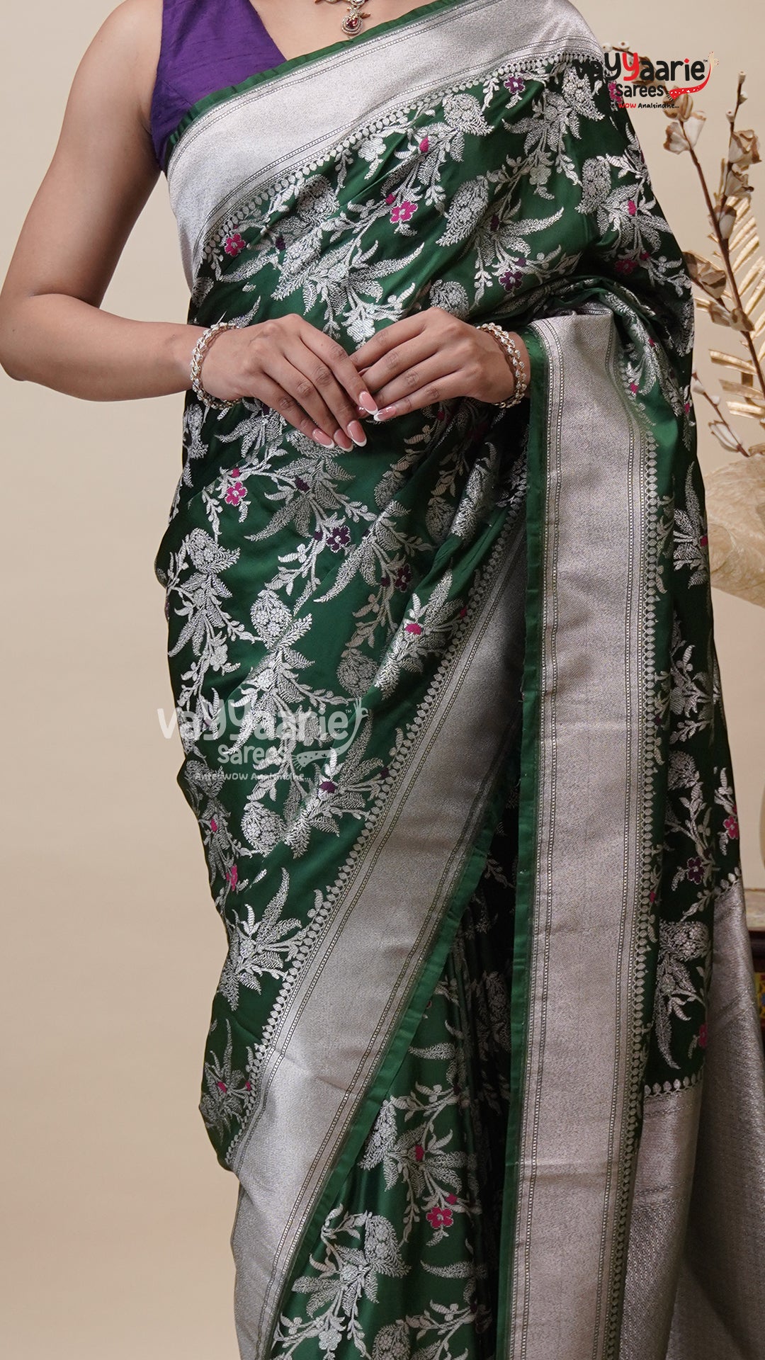 Green Khatan Saree for Festive Occasions