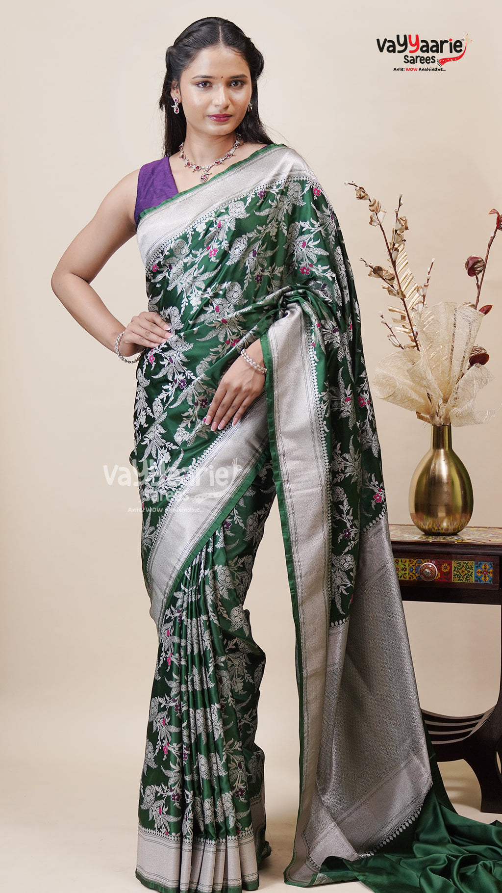 Green Khatan Saree for Festive Occasions