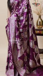 Wine Khatan Saree with Unstitched Blouse