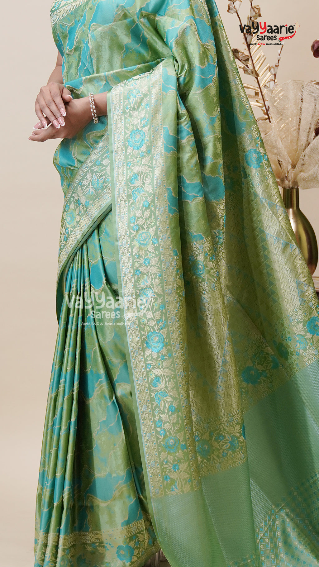 Sea Green Khatan Saree for Gifting