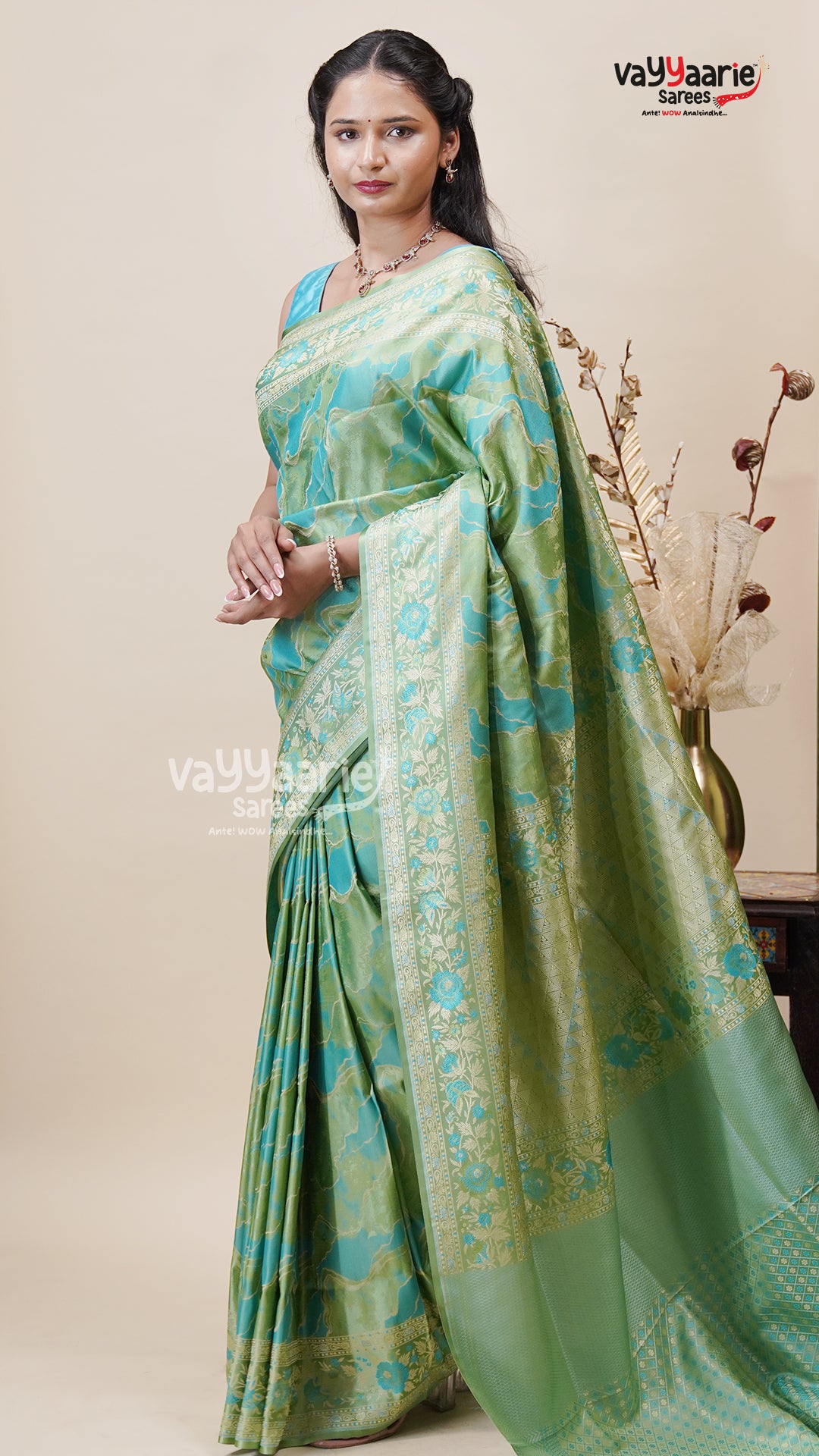 Sea Green Khatan Saree for Gifting