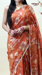 Orange Tissu Saree for Gifting and Events
