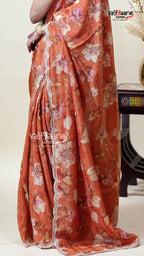 Orange Tissu Saree for Gifting and Events