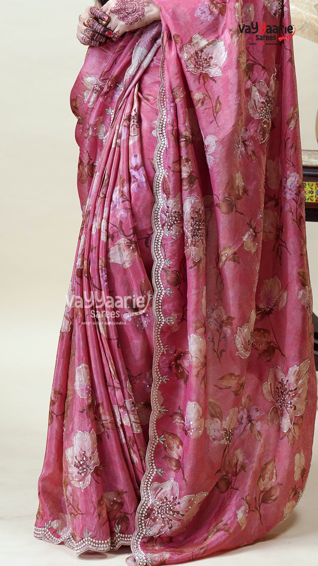 Pink Tissu Fancy Saree for Women