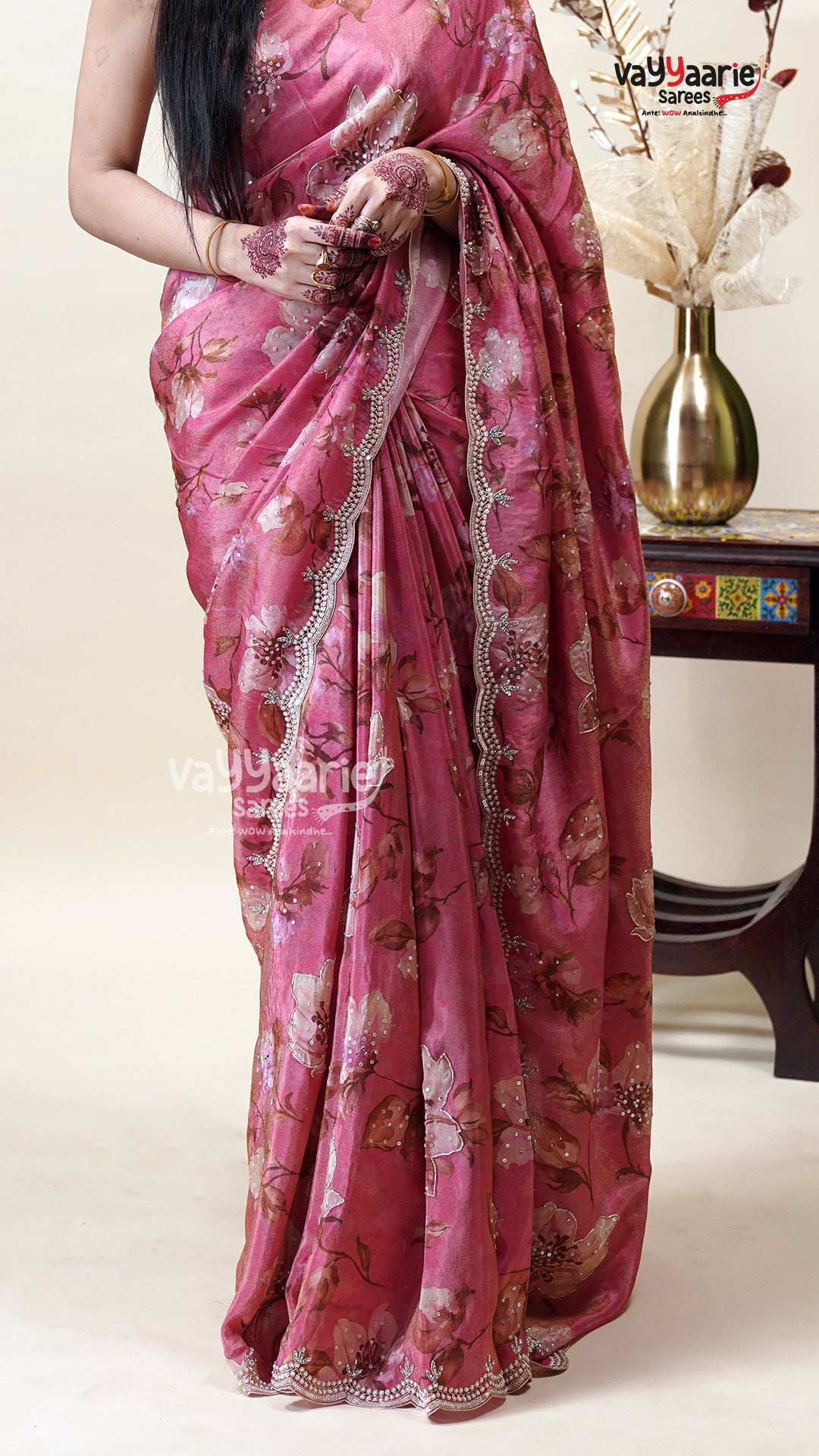 Pink Tissu Fancy Saree for Women