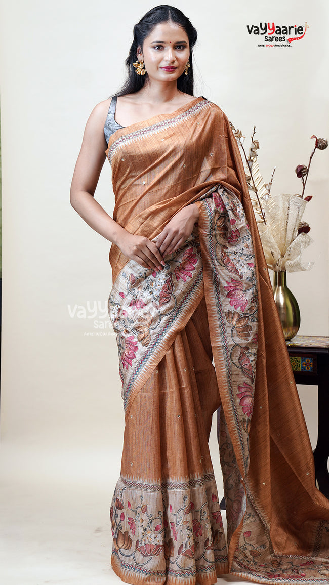 Graceful Multicolour Tusser Saree Hover Image