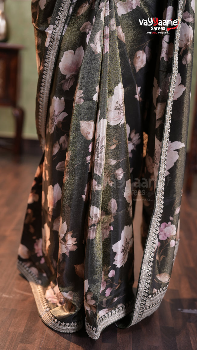 Bottle Green Tissue Designer Saree Style Main Image