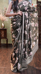 Bottle Green Tissue Designer Saree Style