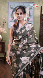 Bottle Green Tissue Designer Saree Style