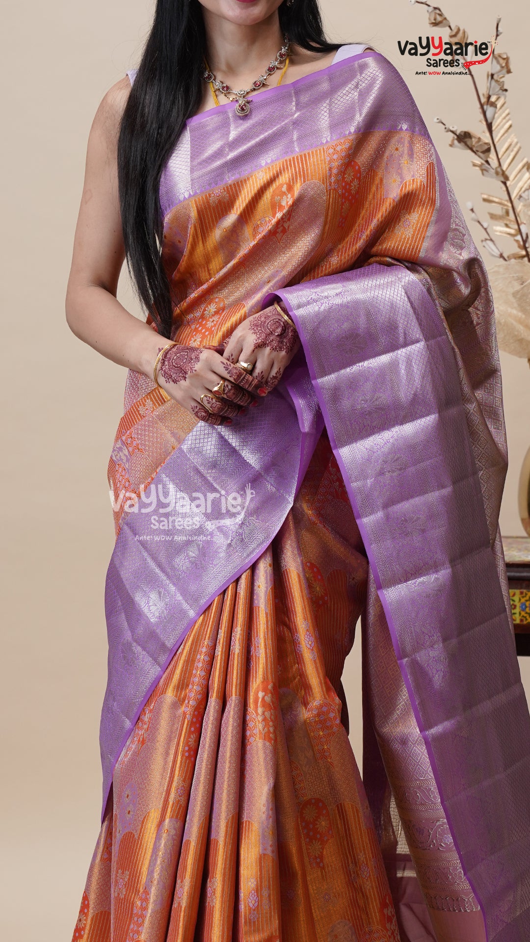 Orange DMM Pattu Saree for Festive Looks