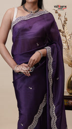 Violet Tissu Saree for Festive Styling