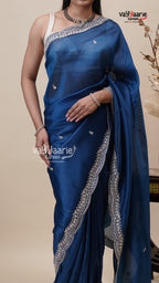 Blue Tissu Fancy Saree with Blouse