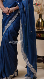 Blue Tissu Fancy Saree with Blouse