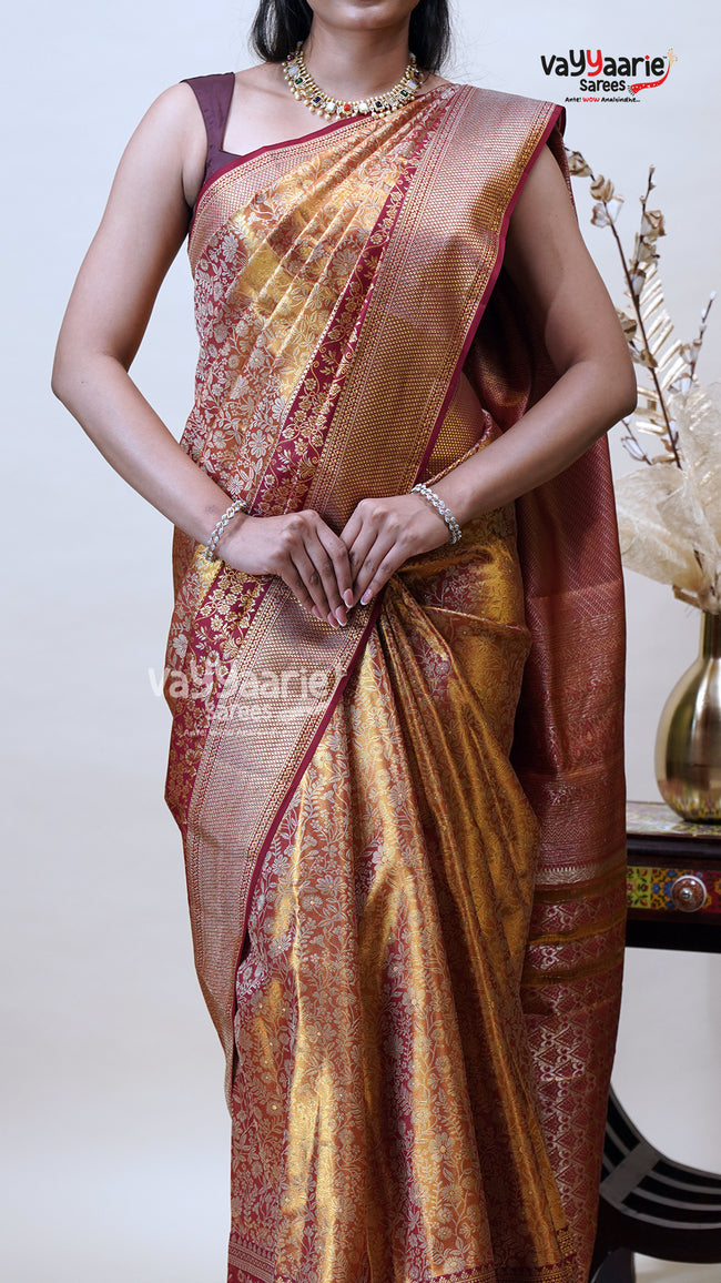 Mustard DMM Pattu Saree for Festive Occasions Main Image