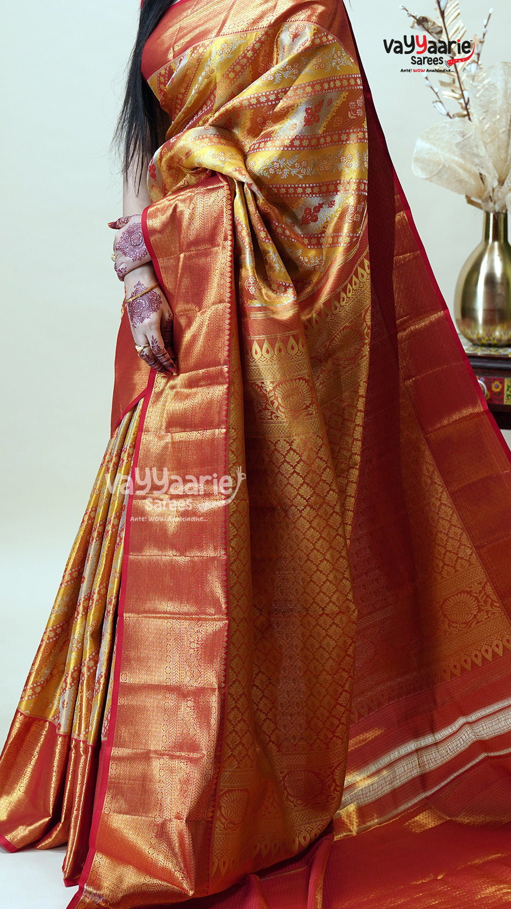 Gold DMM Pattu Saree for Celebrations