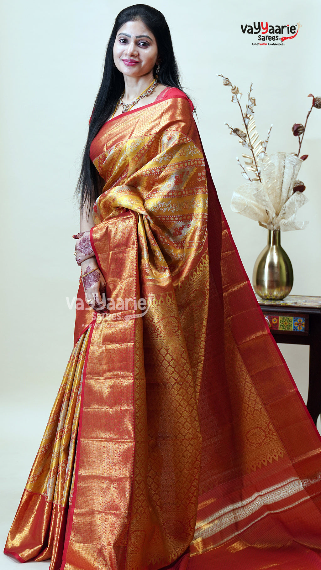 Gold DMM Pattu Saree for Celebrations