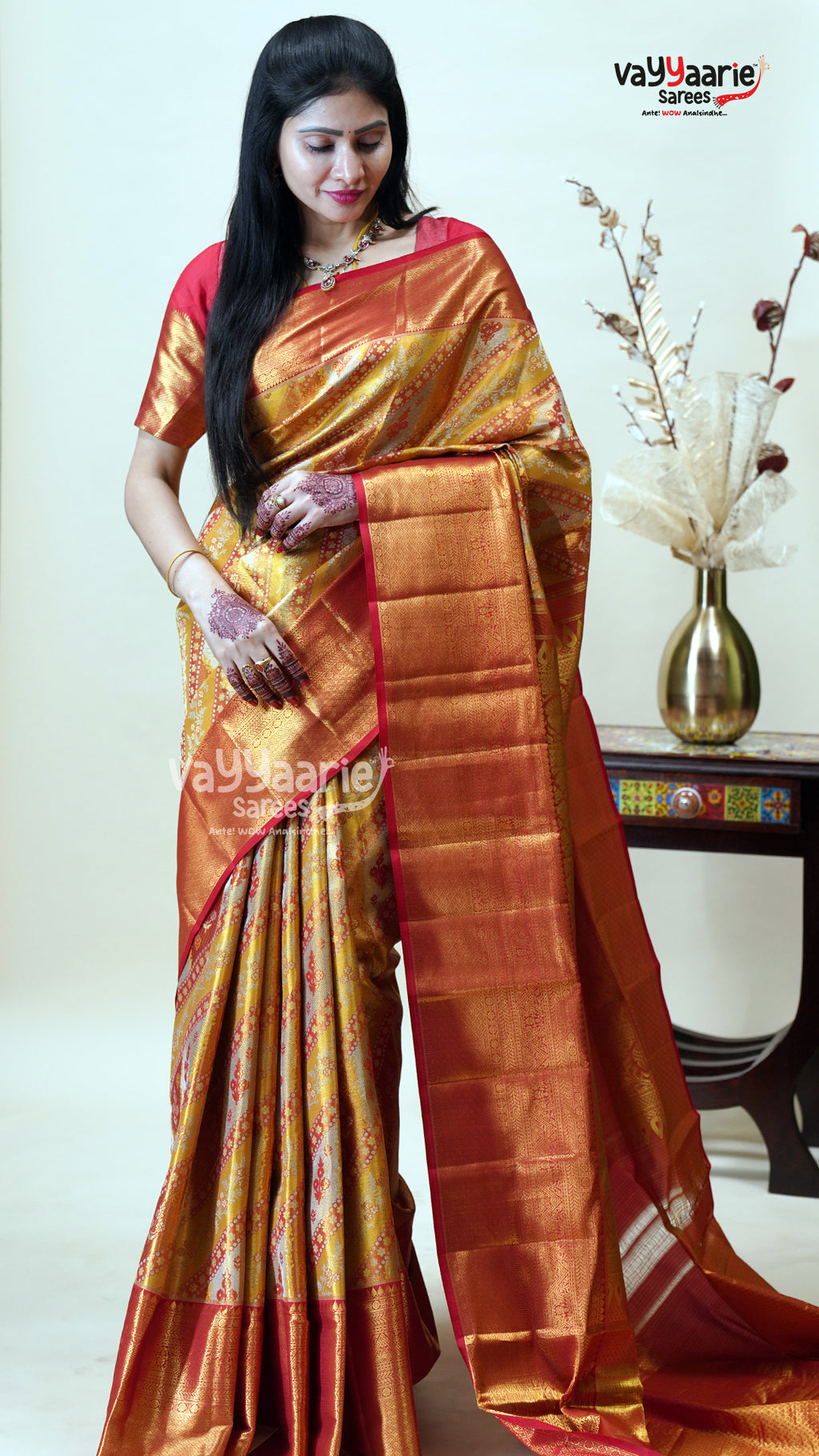 Gold DMM Pattu Saree for Celebrations