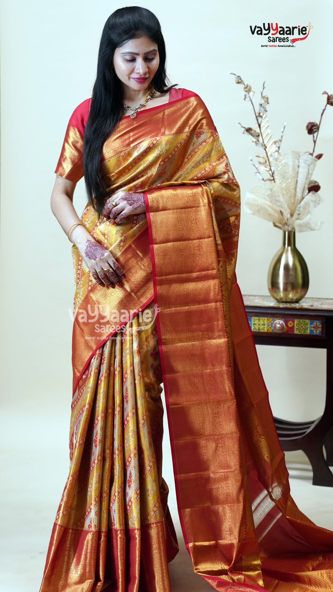 Gold DMM Pattu Saree for Celebrations