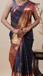 Navy Blue DMM Pattu Saree for Gifting Online