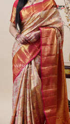 Cream DMM Pattu Saree for Elegant Wear