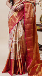 Cream DMM Pattu Saree for Elegant Wear