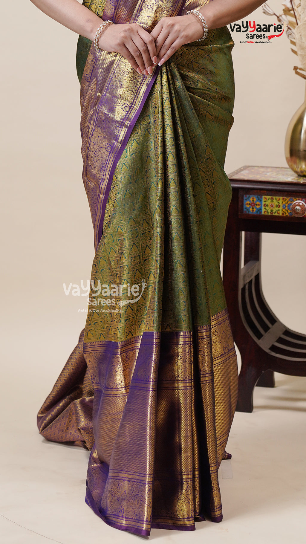 Green DMM Pattu Saree for Women