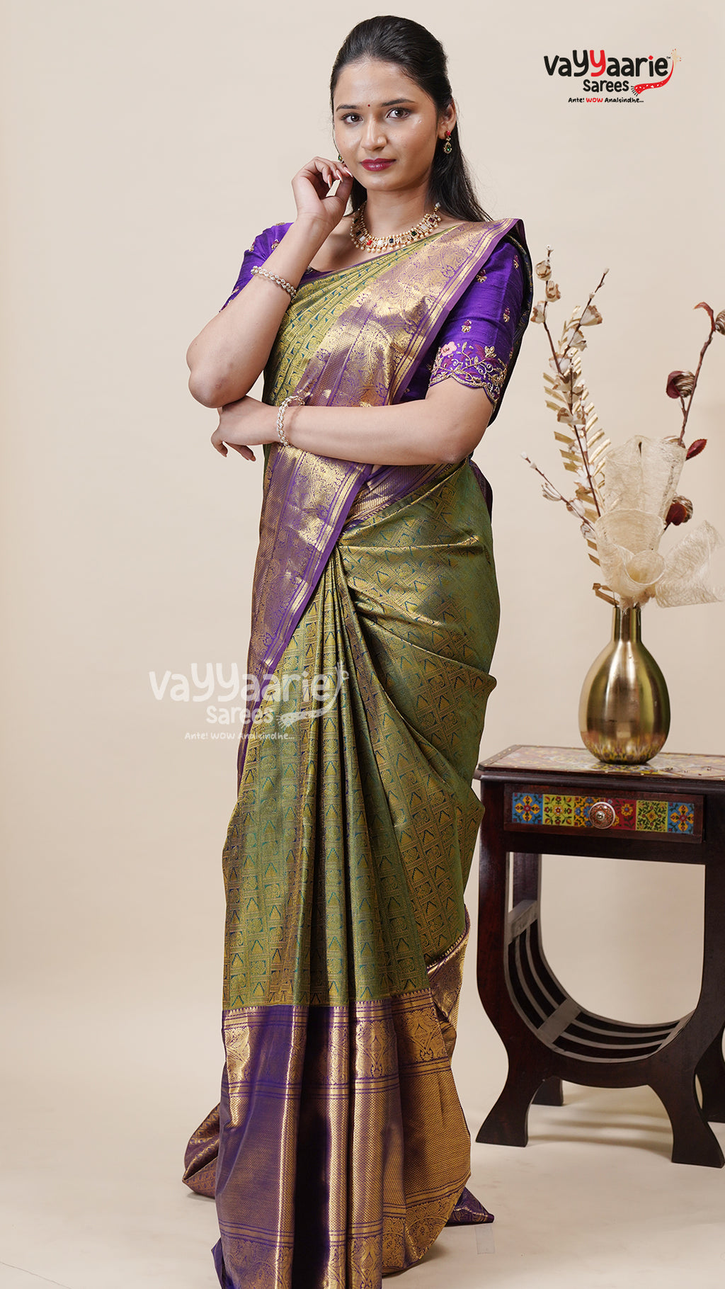 Green DMM Pattu Saree for Women