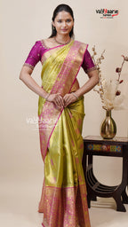 Mehendi Green DMM Pattu Saree with Blouse
