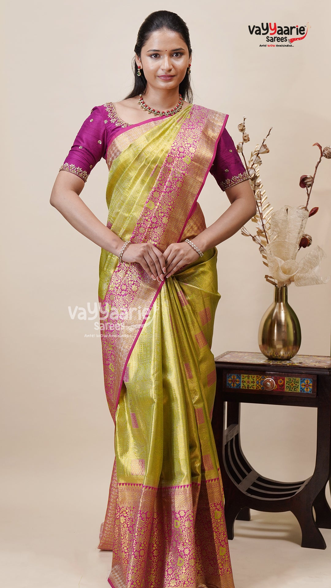 Mehendi Green DMM Pattu Saree with Blouse