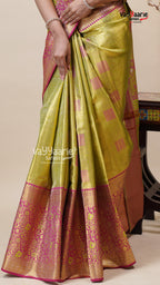 Mehendi Green DMM Pattu Saree with Blouse