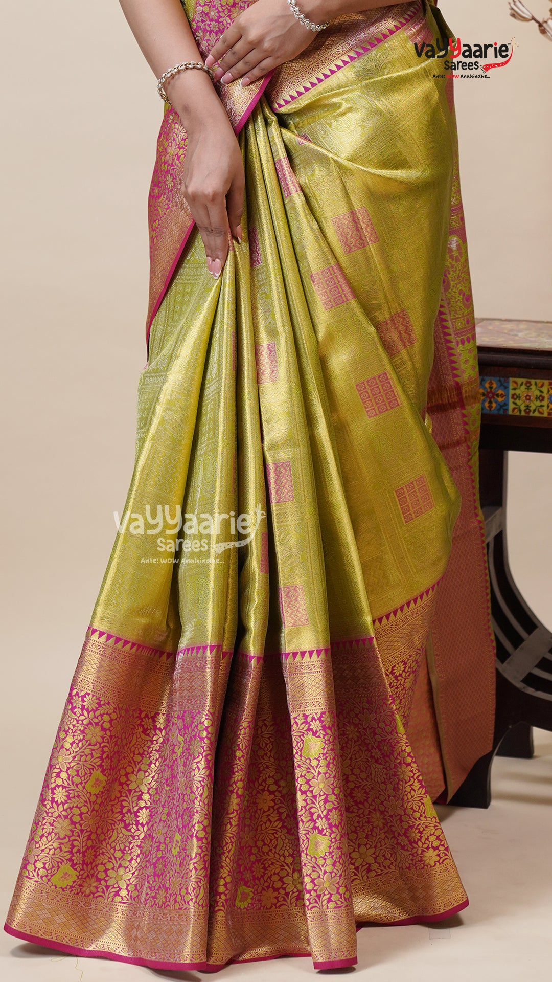 Mehendi Green DMM Pattu Saree with Blouse