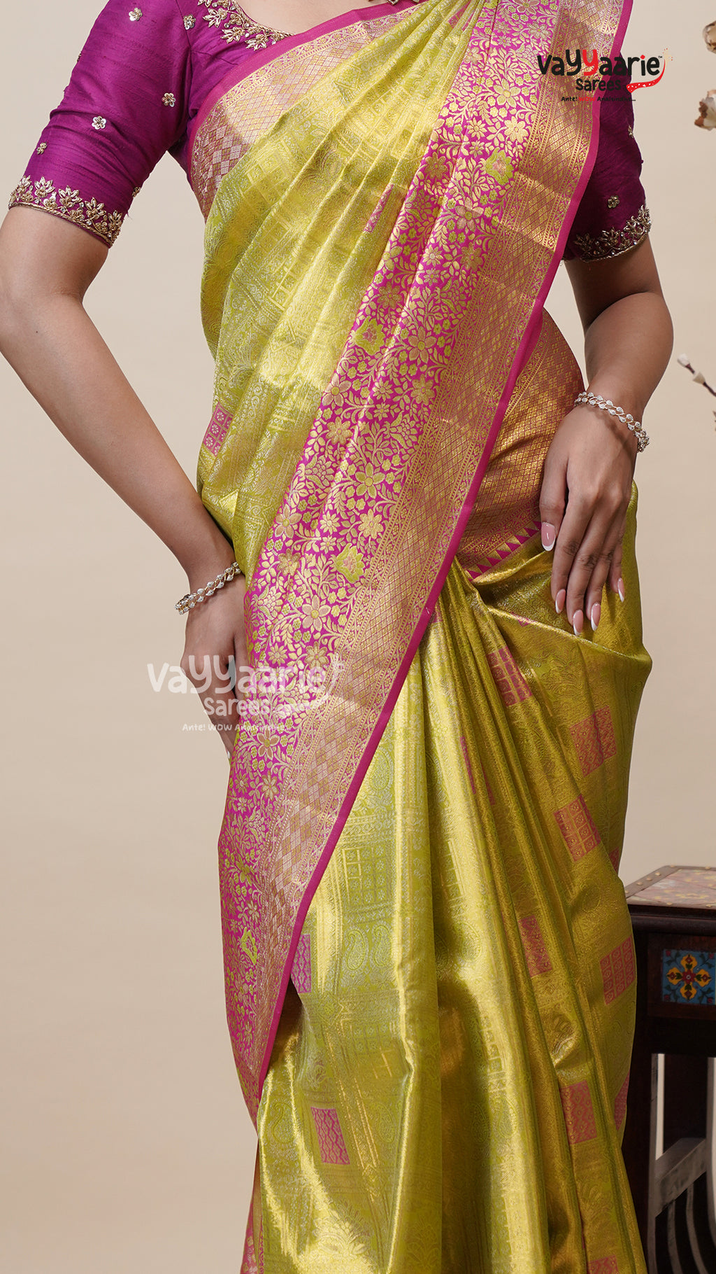 Mehendi Green DMM Pattu Saree with Blouse