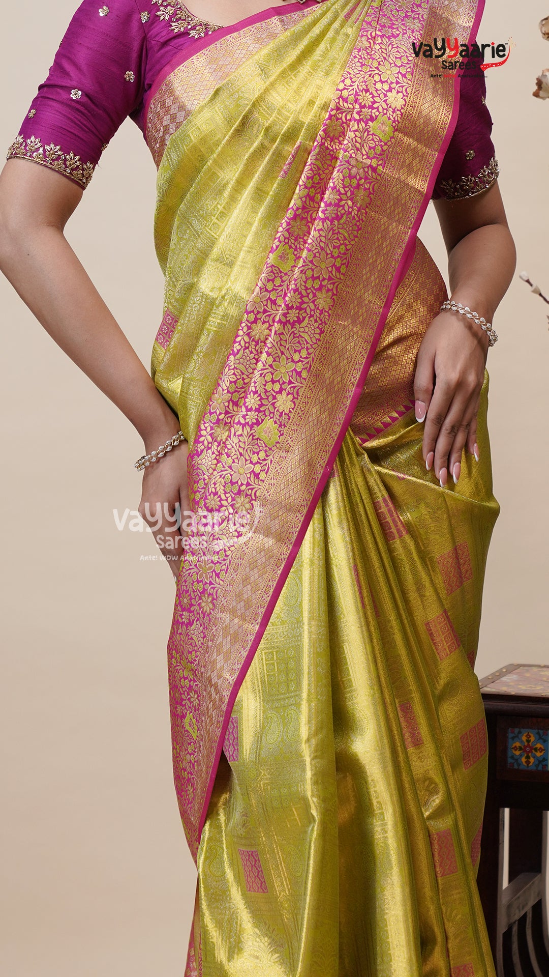 Mehendi Green DMM Pattu Saree with Blouse