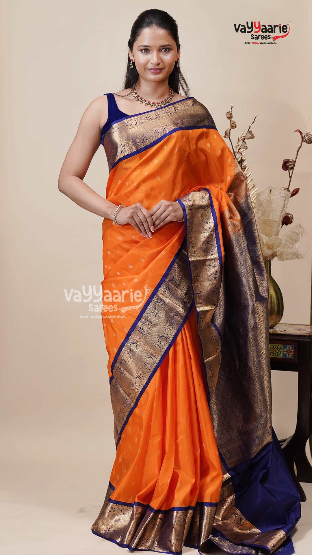Orange Salem Pattu Saree for Special Days