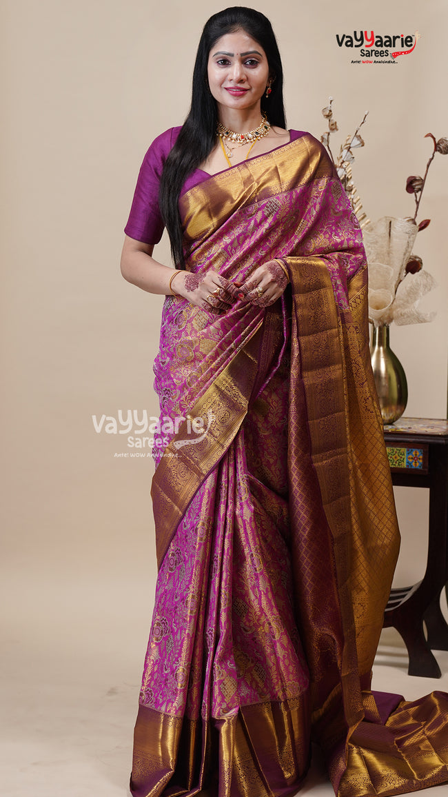 Rani Pink DMM Pattu Saree for Gifting Hover Image