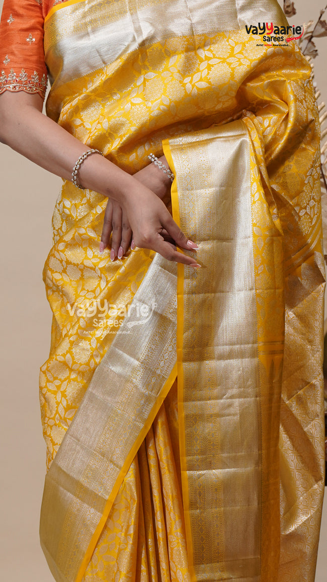 Yellow Salem Pattu Saree for Festive Wear Main Image