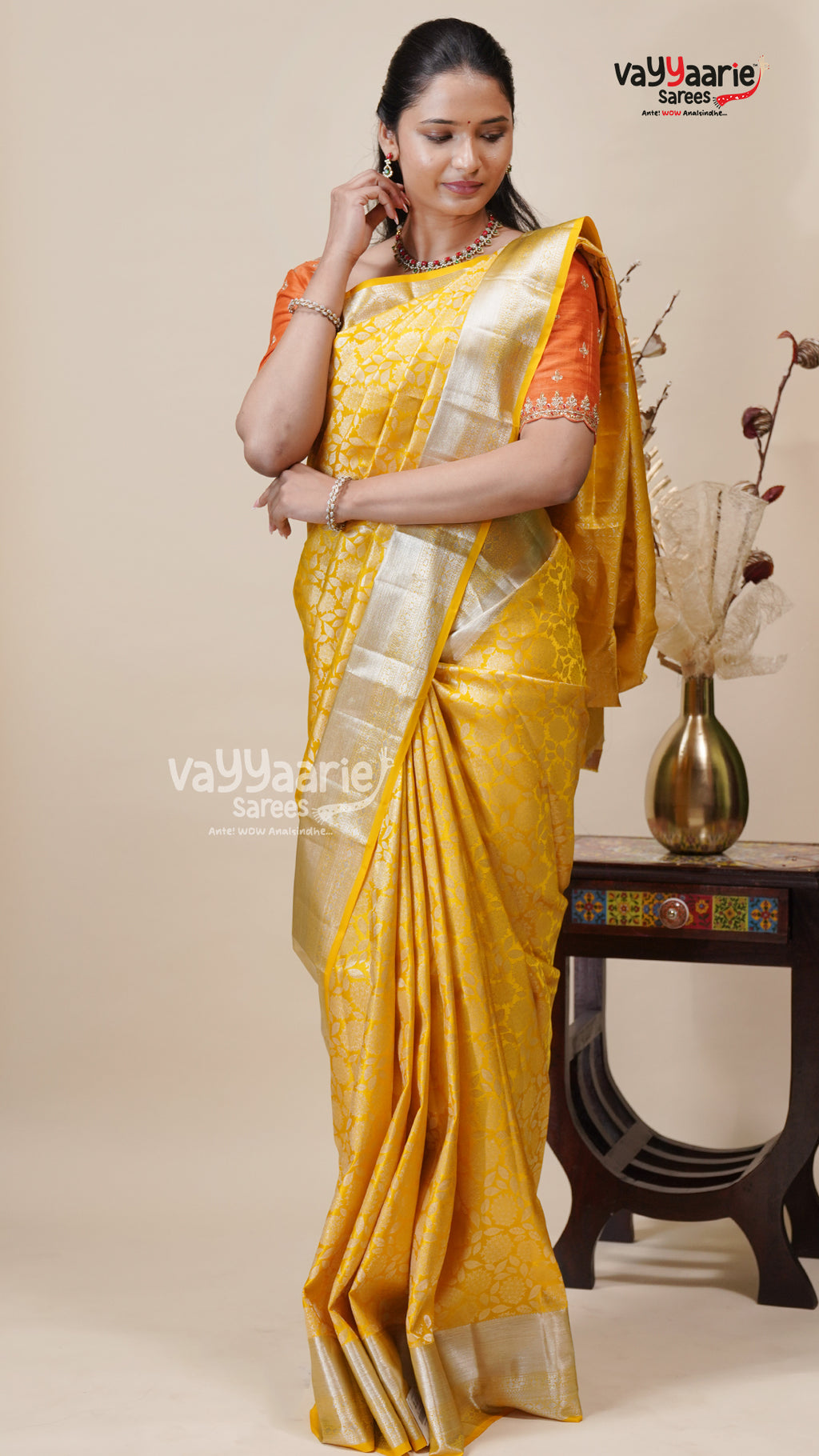 Yellow Salem Pattu Saree for Festive Wear