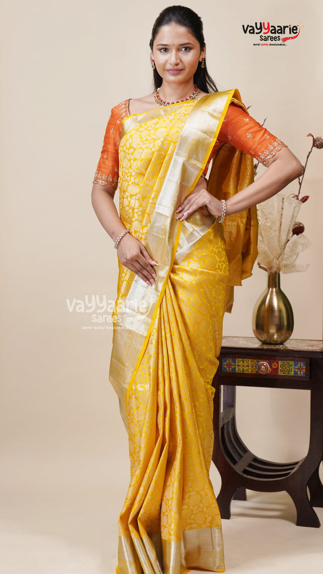 Yellow Salem Pattu Saree for Festive Wear Hover Image