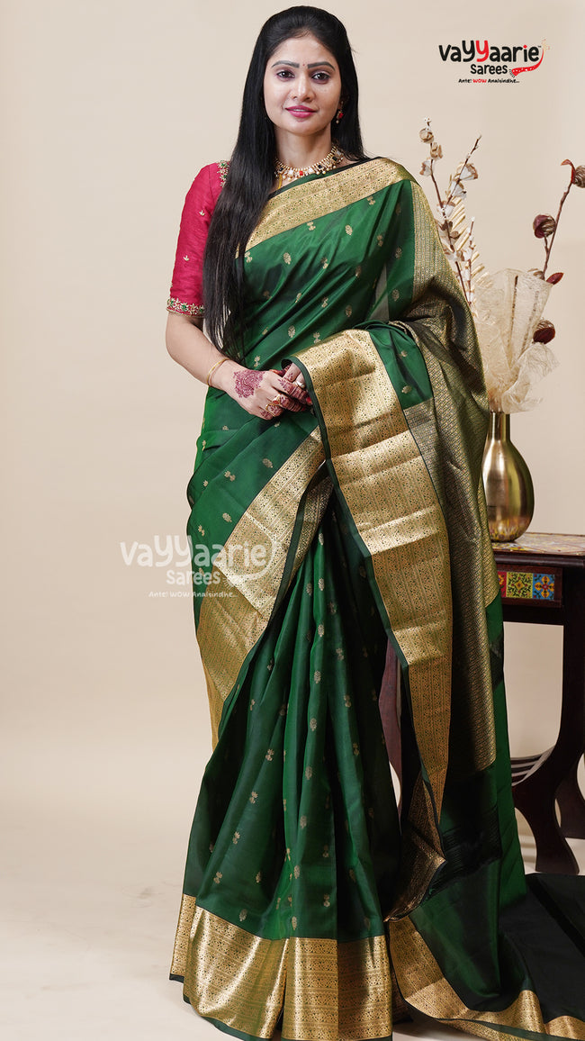 Green Salem Pattu Saree for Festive Wear Hover Image
