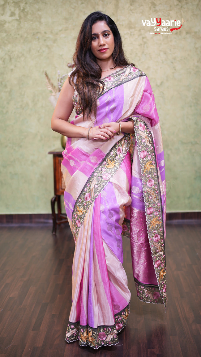 Multi Colour Tissue Fancy Saree Elegant Look Hover Image