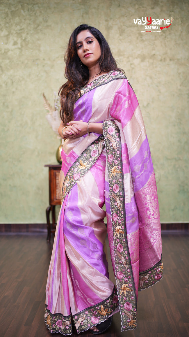 Multi Colour Tissue Fancy Saree Elegant Look Main Image